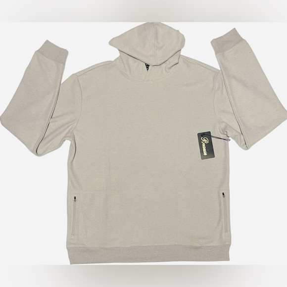 BEAUSE SOLID FLEECE PULLOVER HOODIE MEN ZIP-POCKETS HEATHER GRAY COLOR SIZE XXL - Picture 6 of 9